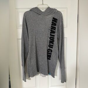 Harajuku Lovers Gray Waffle Hoodie Sz M